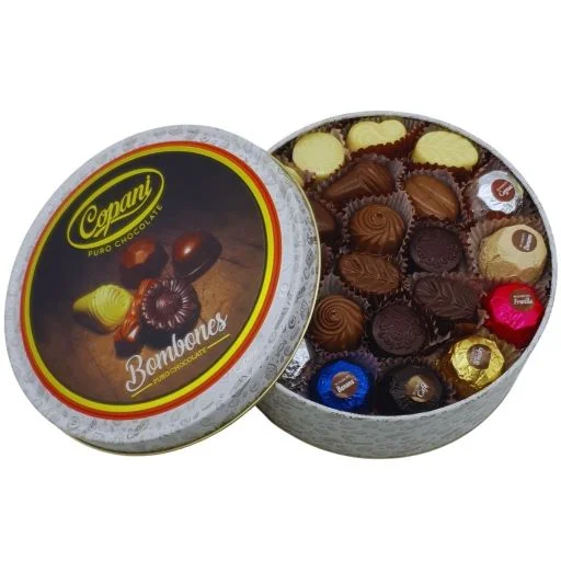Lata redonda de bombones de chocolate 600 gr